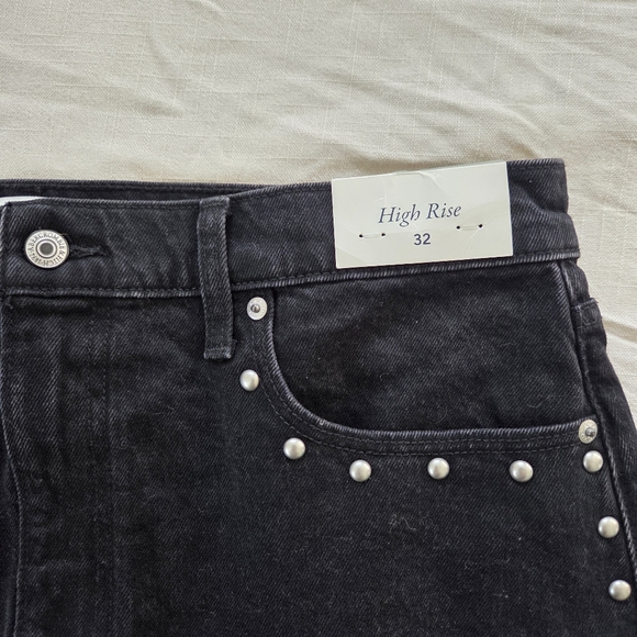 NWT Abercrombie & Fitch Black Denim Jean Skirt with Studded 36 Inch Waist 32 - Picture 4 of 7